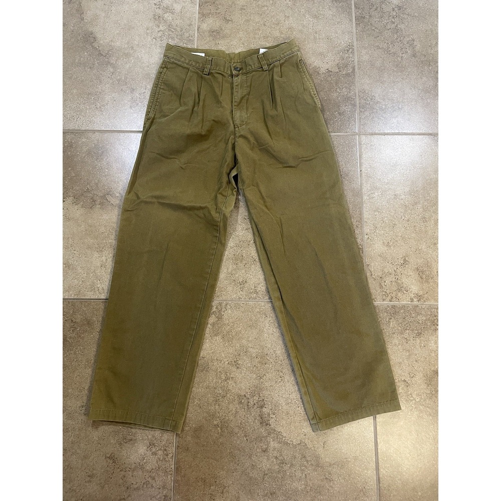 Vintage 90s Claiborne Pleated Baggy Pants Mens Sz 30 Beige 100% Cotton Chino